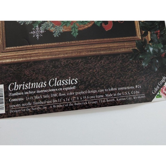 Butterick Counted Cross Stitch Kit Christmas Classics Snow Globe No. 1936 11x14" - Picture 4 of 4